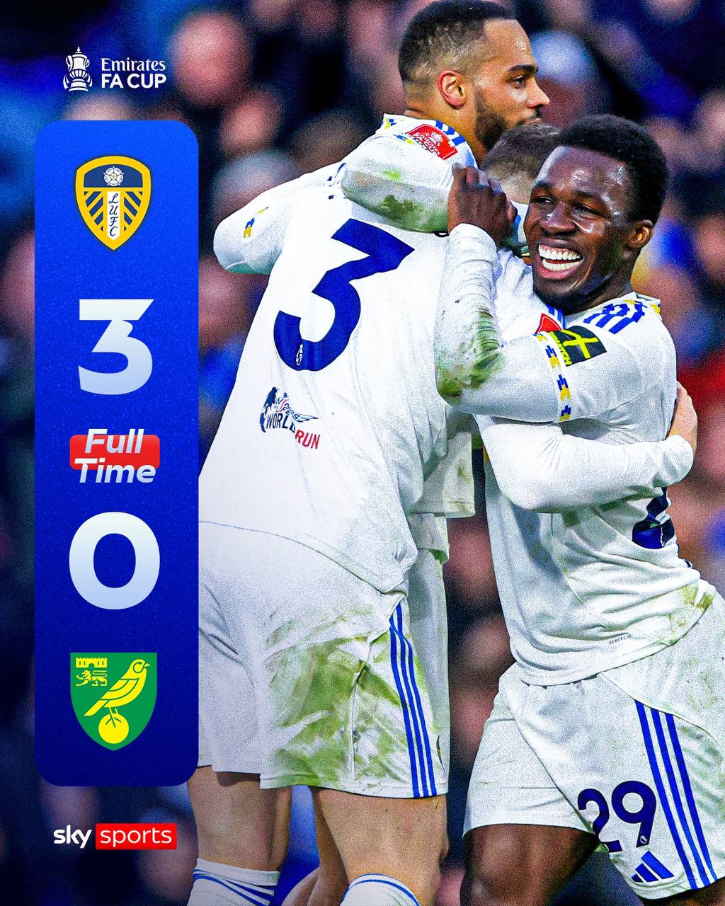leeds-united-dominate-norwich-to-reach-fa-cup-quarter-finals-after-23-years Image