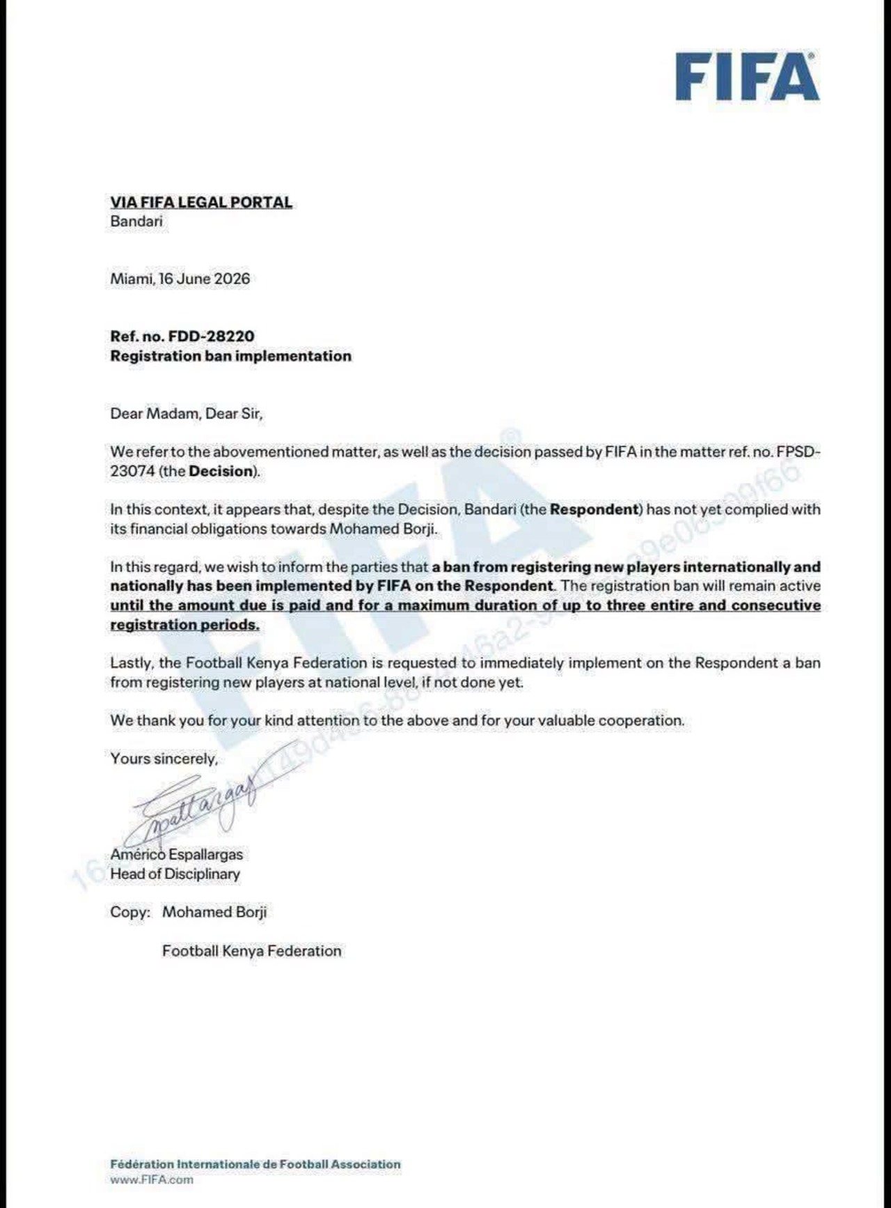 fifa-slaps-bandari-fc-with-registration-ban-over-unsettled-financial-obligation Image