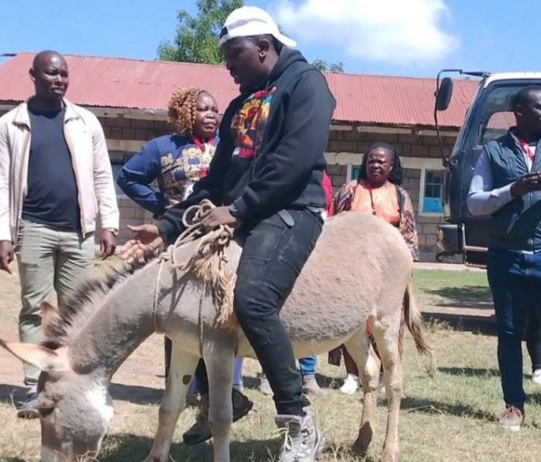 the-triumphant-entry-prm-candidate-timothy-kamau-kariuki-makes-donkey-arrival-to-cast-vote-in-ol-kalou Image